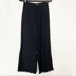 Le Lis Split Leg Fringe Hem Pants Black Size Small